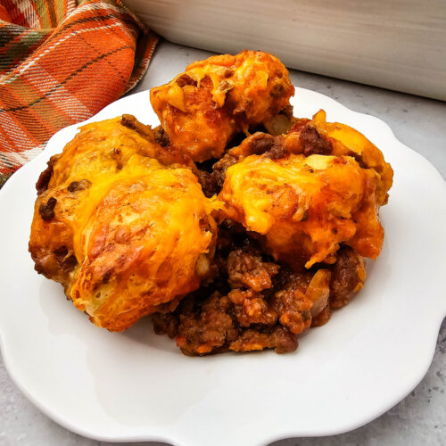 sloppy Joe casserole with biscuits