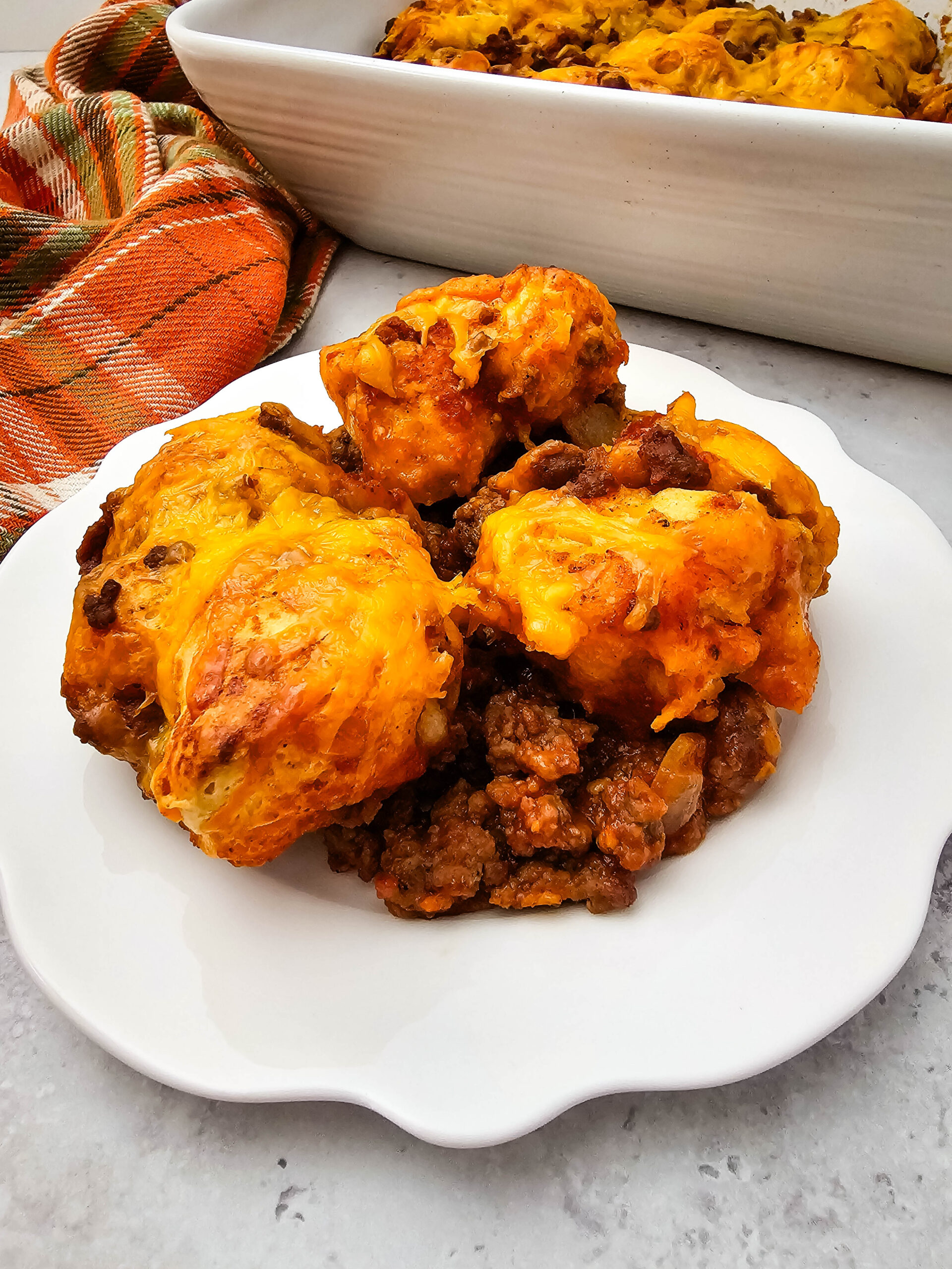 sloppy Joe casserole with biscuits